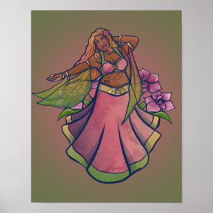 Virgo Belly Dancer Art Bellydance Goddess Poster