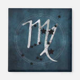 Virgo black & silver zodiac constellation teal  magnet
