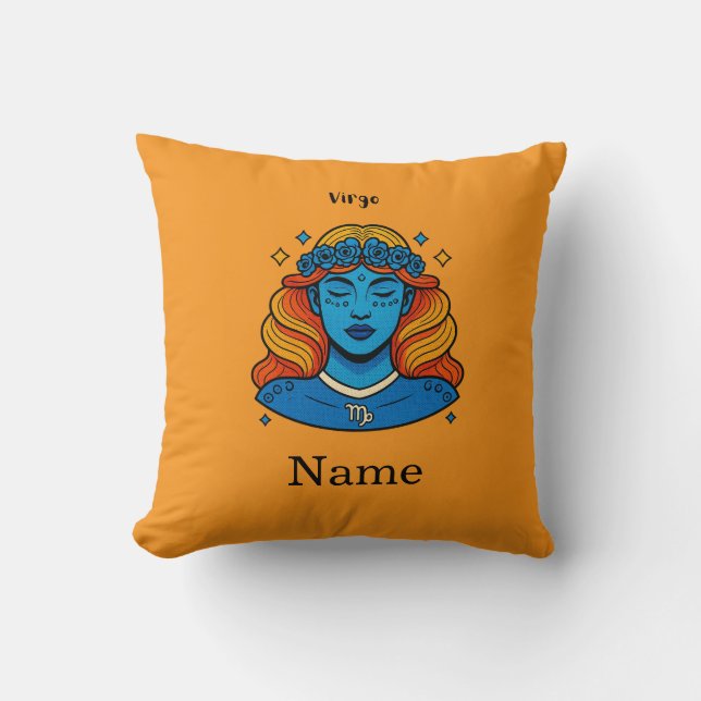 Virgo Celestial Goddess - Aesthetic Zodiac Art Cushion (Front)
