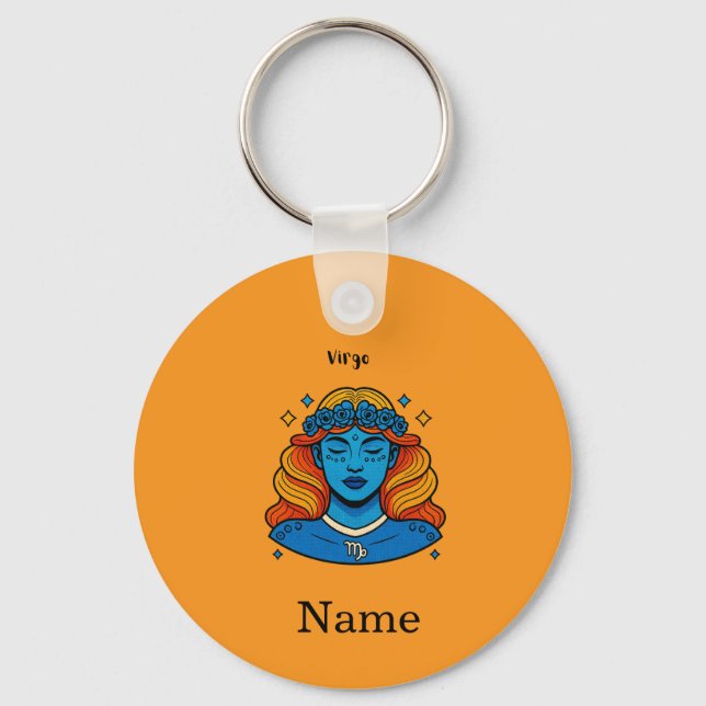 Virgo Celestial Goddess - Aesthetic Zodiac Art Key Ring (Front)