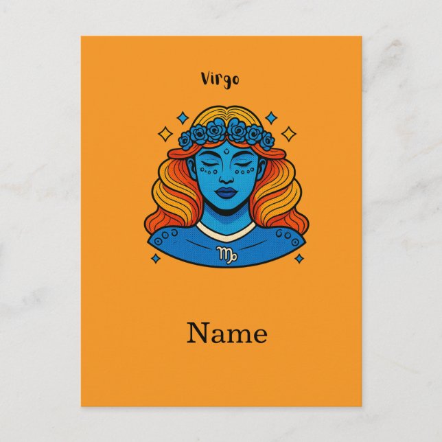 Virgo Celestial Goddess - Aesthetic Zodiac Art Postcard (Front)