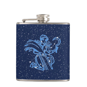 Virgo Constellation and Zodiac Sign with Stars Hip Flask