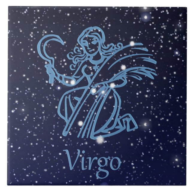 Virgo Constellation and Zodiac Sign with Stars Tile (Front)