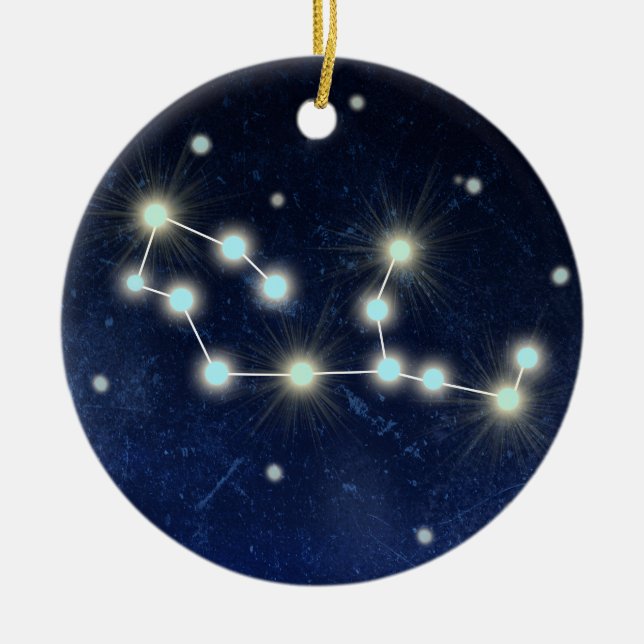 Virgo Constellation | Custom Name Ceramic Tree Decoration (Front)