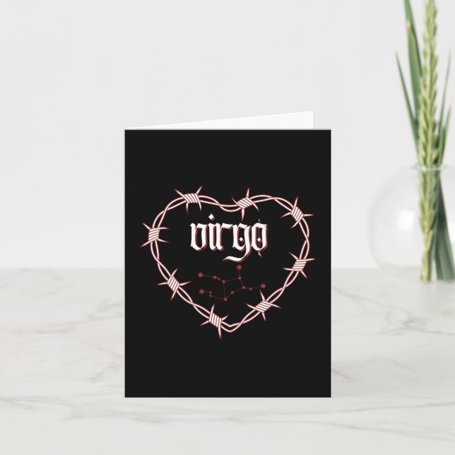 Virgo Constellation Gothic Dark Edgy Birthday Card (Front)