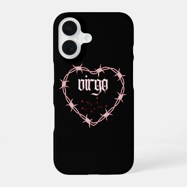 Virgo Constellation Gothic Dark Edgy Birthday iPhone 16 Case (Back)