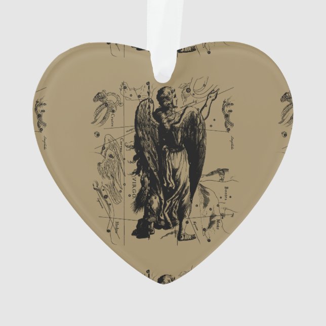 Virgo Constellation Vintage Hevelius 1690 Ornament (Back)