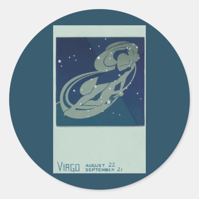 Virgo Constellation Vintage Zodiac Astrology Classic Round Sticker (Front)