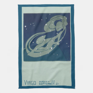 Virgo Constellation Vintage Zodiac Astrology Tea Towel