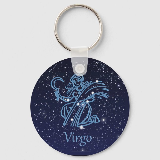 Virgo Constellation & Zodiac Sign with Stars Key Ring (Front)