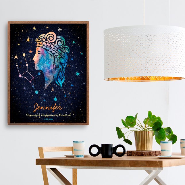 Virgo Constellation Zodiac Watercolor Stars Galaxy Poster (Creator Uploaded)