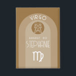 Virgo Custom Birthday Zodiac - Modern Design<br><div class="desc">Personalise this button with a birthdate and name. A custom design with the zodiac sign - Virgo - plus personality traits, information and constellation. Personalise this birthday candle with a birthdate and name. A custom birthday design with the zodiac sign - Virgo - plus personality traits, information and constellation. A...</div>