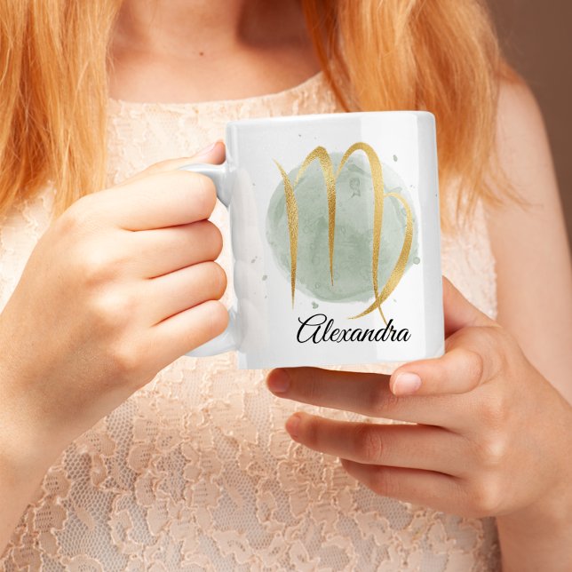 Virgo Customisable Watercolor Zodiac Design Coffee Mug (Creator Uploaded)