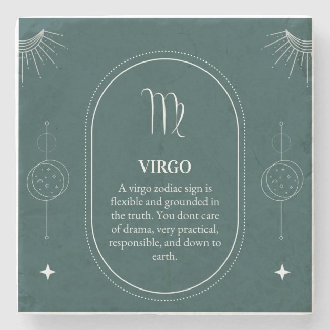 Virgo customise name 12 signs of the Zodiac Stone Coaster (Front)