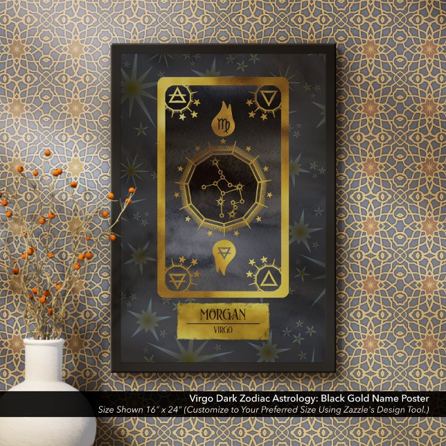 Virgo Dark Zodiac Astrology: Black Gold Name Poster (Dark Zodiac Poster: for the Birth Sign Virgo in Black and Gold Personalized with Your Name.)