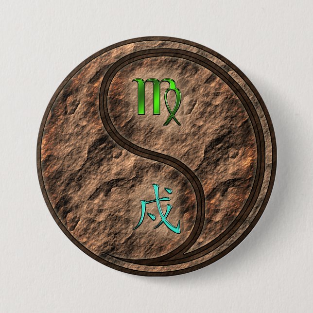 Virgo & Earth Dog 7.5 Cm Round Badge (Front)