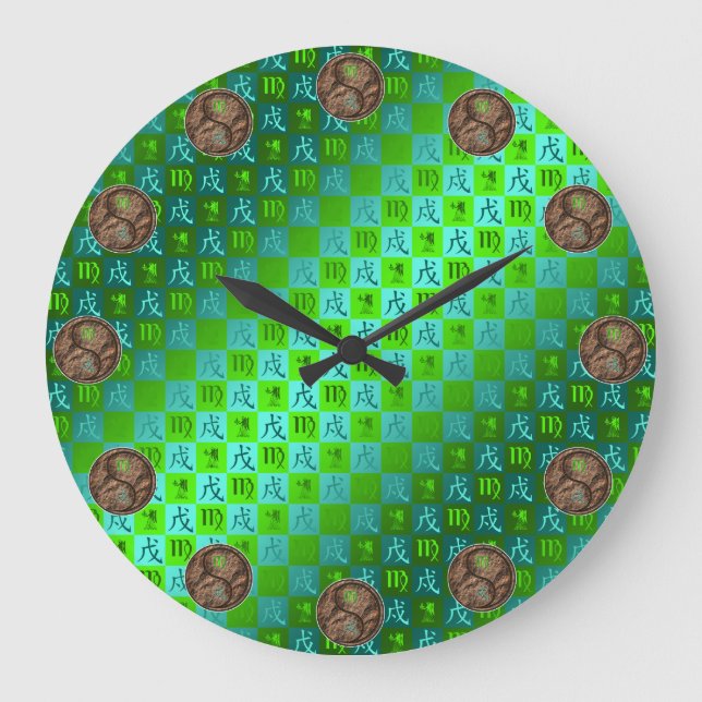 Virgo & Earth Dog Large Clock (Front)