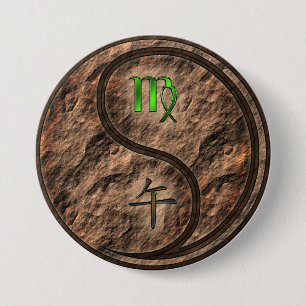 Virgo & Earth Horse 7.5 Cm Round Badge