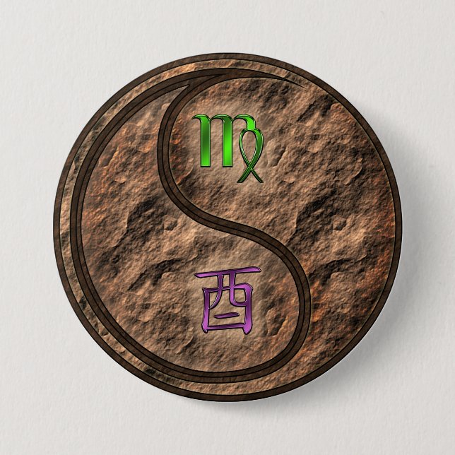 Virgo & Earth Rooster 7.5 Cm Round Badge (Front)