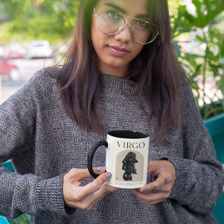 Virgo Feminine Zodiac Design Brown Black 15 OZ Mug