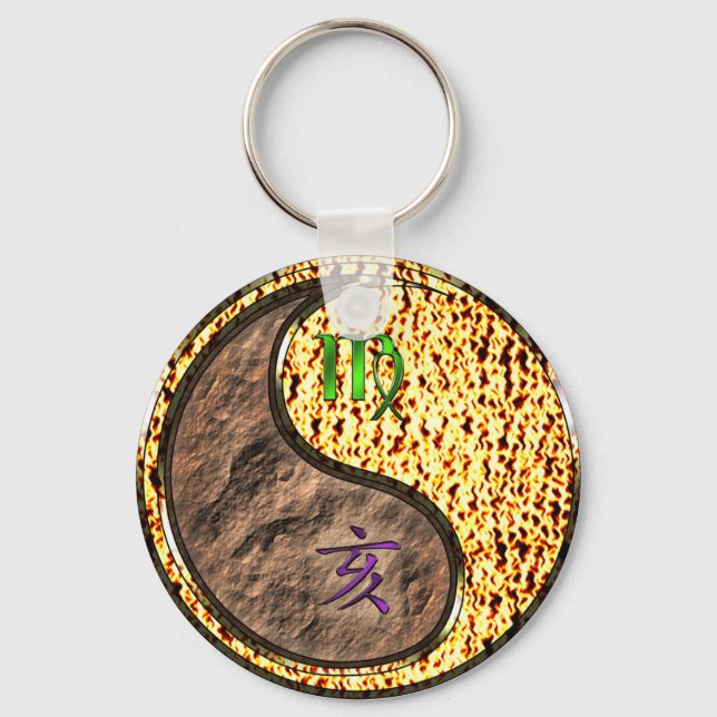 Virgo & Fire Boar Key Ring (Front)