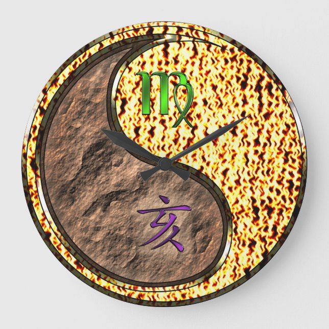 Virgo & Fire Boar Large Clock (Front)