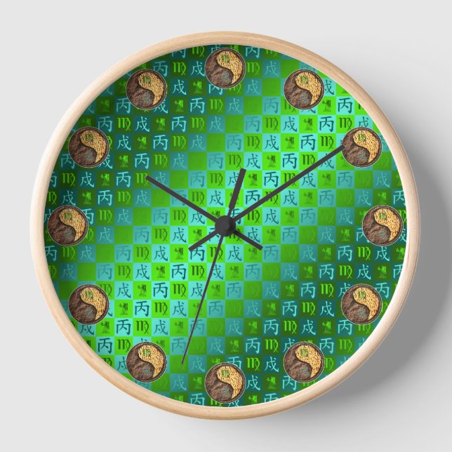 Virgo & Fire Dog Clock (Front)