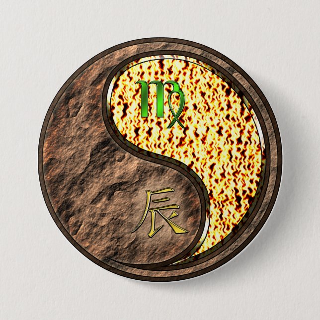 Virgo & Fire Dragon 7.5 Cm Round Badge (Front)