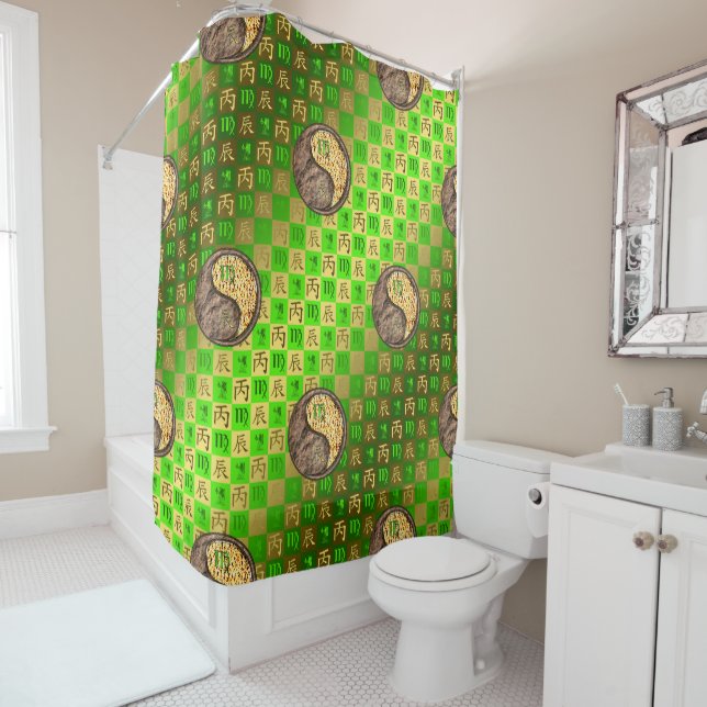 Virgo & Fire Dragon Shower Curtain (In Situ)
