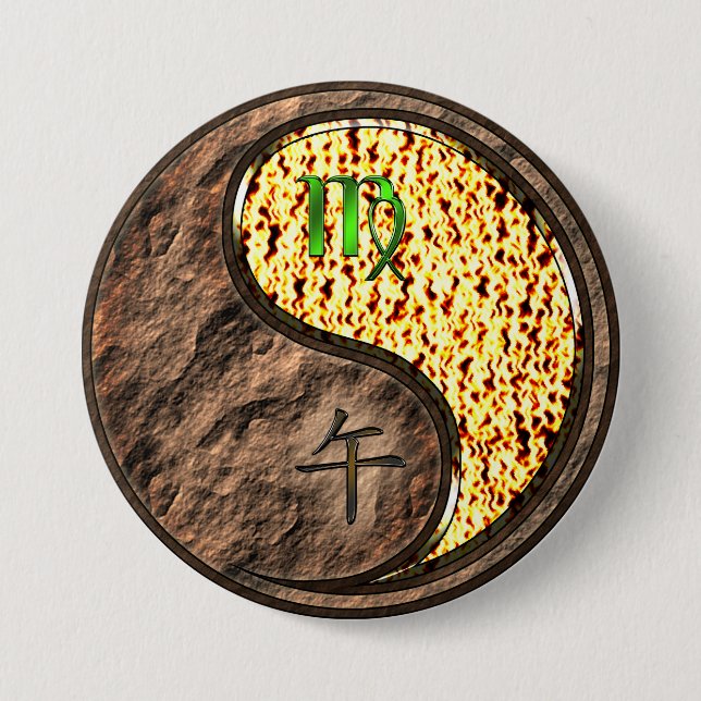Virgo & Fire Horse 7.5 Cm Round Badge (Front)