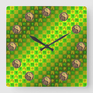 Virgo & Fire Monkey Square Wall Clock