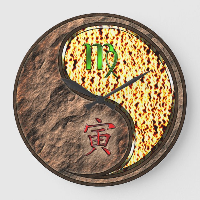 Virgo & Fire Tiger Large Clock (Front)