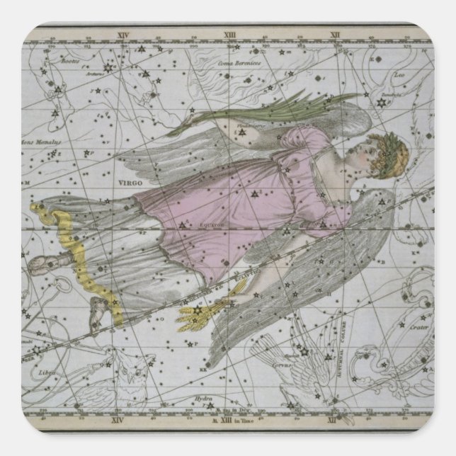 Virgo, from 'A Celestial Atlas', pub. in 1822 (col Square Sticker (Front)