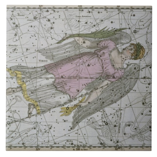 Virgo, from 'A Celestial Atlas', pub. in 1822 (col Tile (Front)