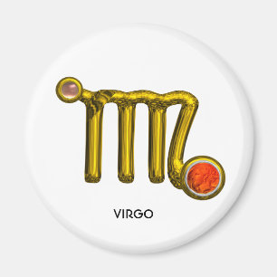 VIRGO / GOLD ORANGE AGATE ZODIAC SIGN JEWEL MAGNET