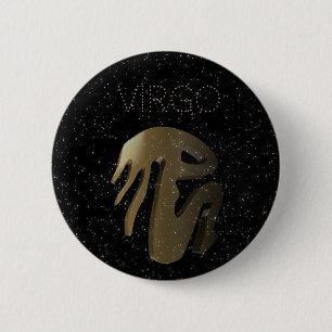 Virgo golden sign 6 cm round badge
