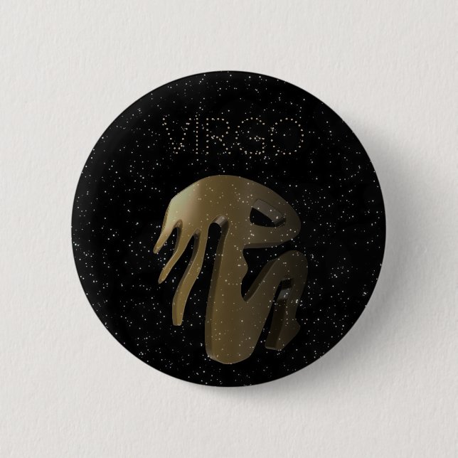 Virgo golden sign 6 cm round badge (Front)