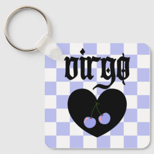 Virgo Gothic Aesthetic Chequered Cherry Design Key Ring
