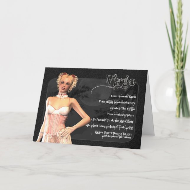 Virgo Gothic Zodiac Birthday Card (Front)