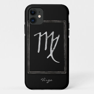 Virgo hammered silver stylised astrology zodiac Case-Mate iPhone case
