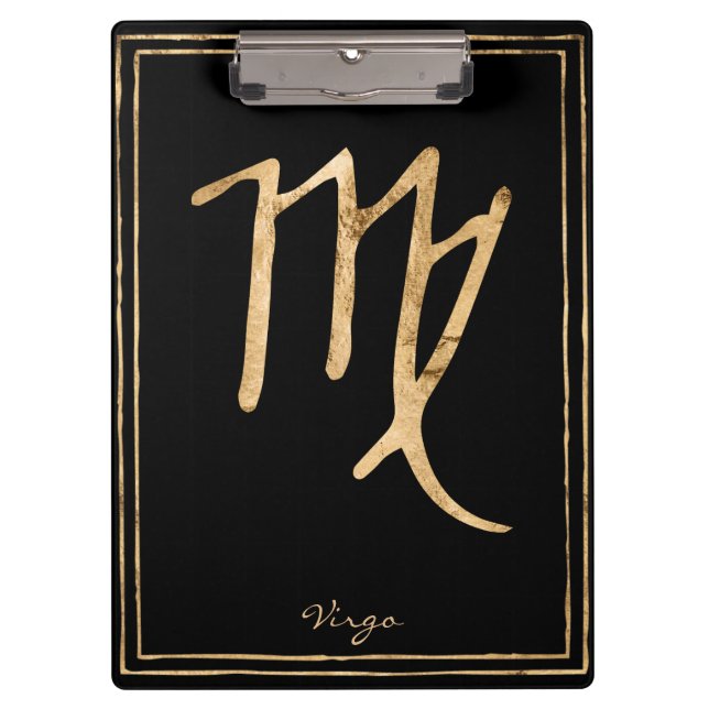 Virgo hammered stylised gold astrology symbol clipboard (Front)