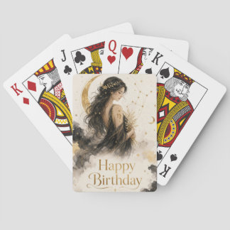 Virgo Happy Birthday Watercolor Design Playing Cards
