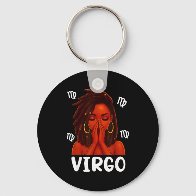 Virgo Loc'd Black Woman Pray Christian Zodiac Birt Key Ring (Front)