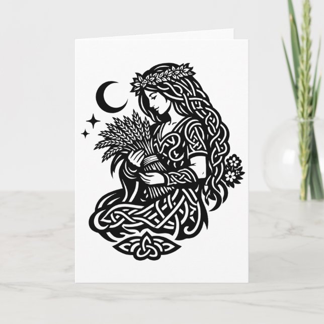 Virgo Maiden Sigil — Earthbound Zodiac Inkwork Card (Front)