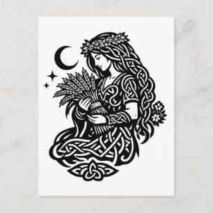 Virgo Maiden Sigil — Earthbound Zodiac Inkwork Postcard