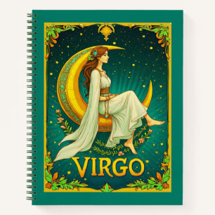 Virgo Maiden Sitting on Crescent Moon Journal 