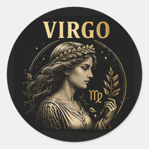 Virgo Maiden Symbol Modern Astrology Birthday Gift Classic Round Sticker