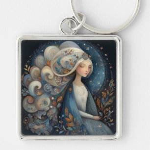 Virgo Maiden Zodiac Astrology Mystical Birthday Key Ring