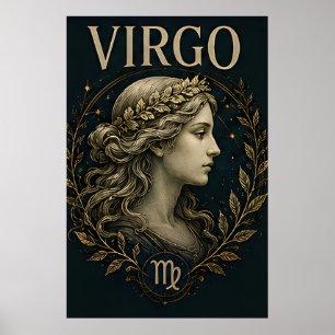 Virgo Maiden Zodiac Celestial Astrology Symbol Poster