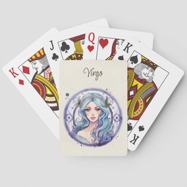 Virgo Maiden Zodiac Watercolor Playing Cards (Back)